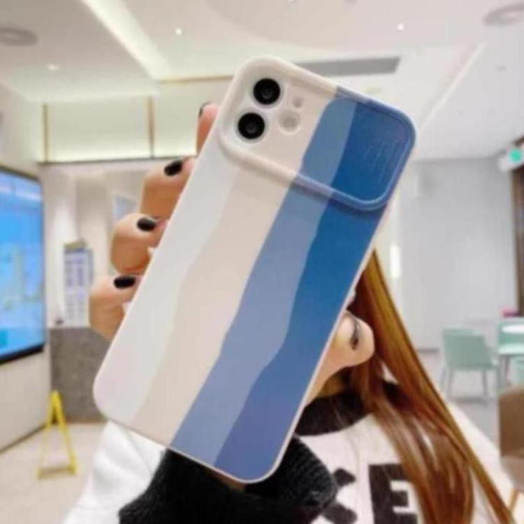 Ốp Điện Thoại Silicon Dẻo Màu Cầu Vồng Có Nắp Trượt Bảo Vệ Camera Chống Sốc Cho Iphone Nhiều Dòng