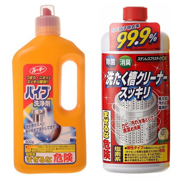 Combo Chai thông tắc đường ống cống Daiichi 800g +Nước tẩy vệ sinh lồng máy giặt nội địa Nhật Bản