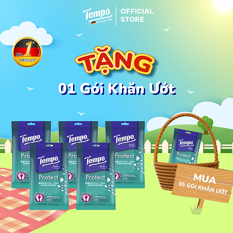 Tìm mua tại Avakids:Khăn giấy ướt Tempo Protect (10 tờ), tràn ngập Khuyến mãi, Ưu đãi