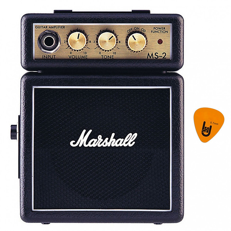Ampli Đàn Guitar Mini Micro Marshall MS-2 Kèm Pick, Pin 9V (Amplifier Clean, Overdrive Effects - Amly - Amli - Bộ khuếch đại Loa Amply 1W)