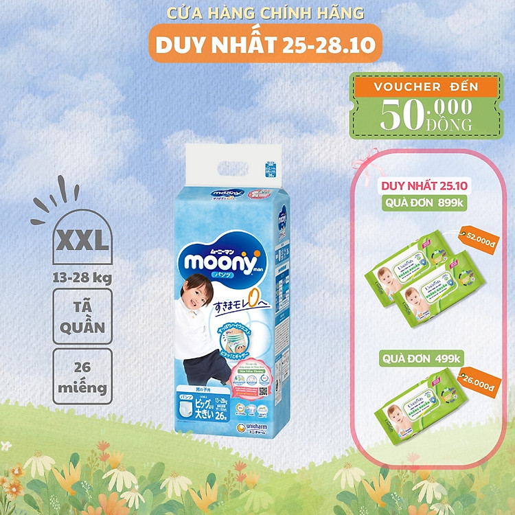 Tã quần Moony Bé Trai XXL 26 miếng Giá rẻ