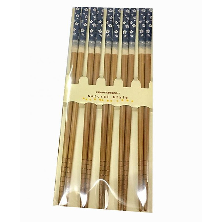 Set 5 đôi đũa hoa xanh nội địa Nhật Bản