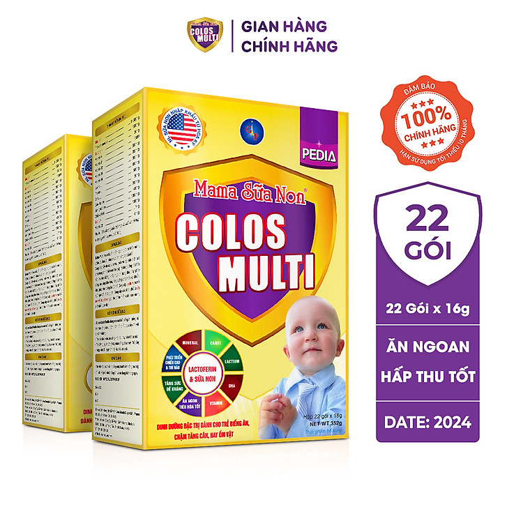 Combo 2 hộp Sữa non Colosmulti Pedia hộp 22 gói x 16g chuyên biệt hỗ trợ giúp bé ăn ngoan