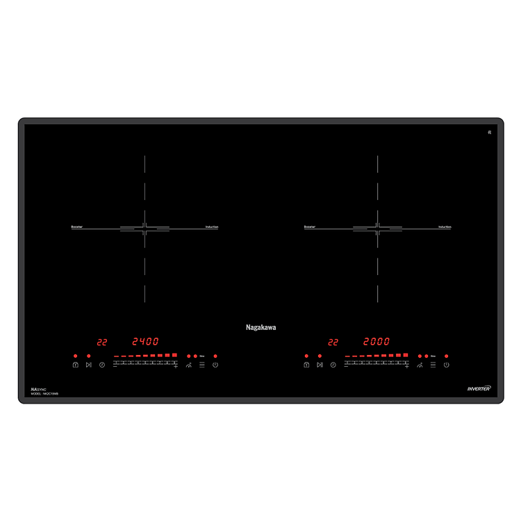 Bếp Đôi Điện Từ Cao Cấp Cảm Ứng Inverter Tiết Kiệm Điện Nagakawa NK2C15MB - Hàng Nhập Khẩu Malaysia