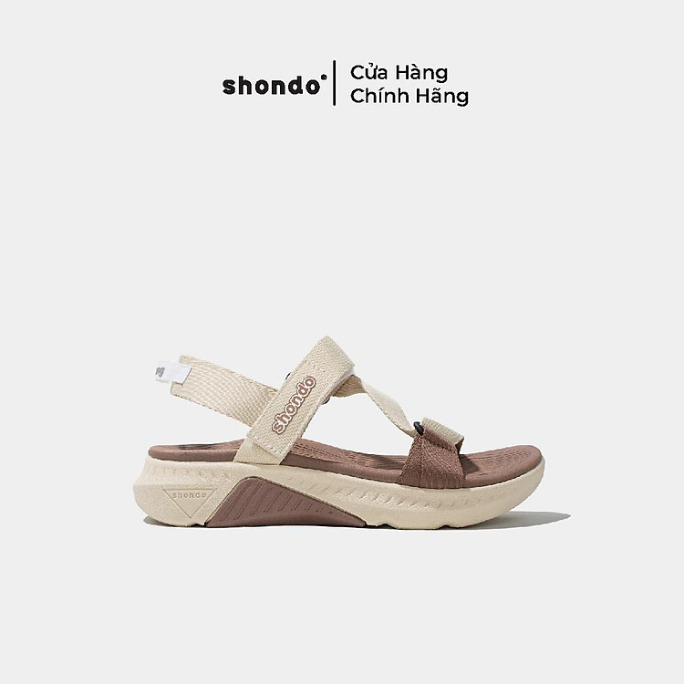 Giày Sandals Nam Nữ Shondo F7 Racing Be Phối Nâu F7R2595