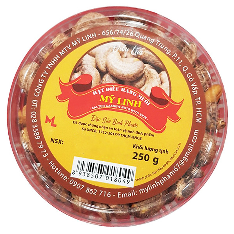 Điều Lụa Rang Muối Mỹ Linh Hộp Tròn (250g)