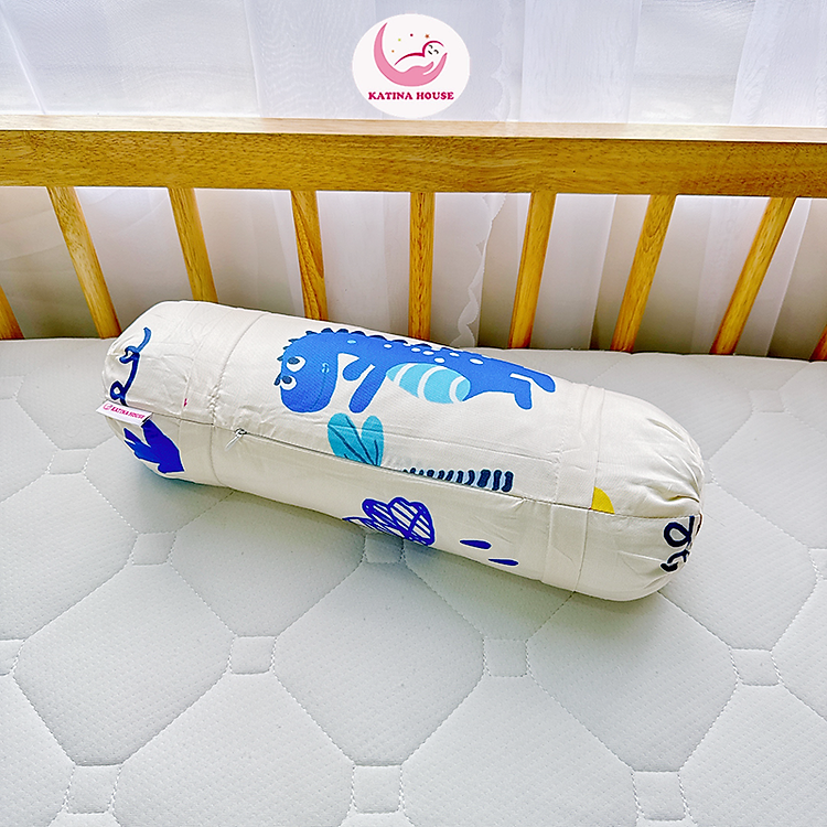 Gối ôm cho bé Katina House 40cm gòn lông vũ êm ái, vải Tencel mềm mát, phù hợp 0-1t