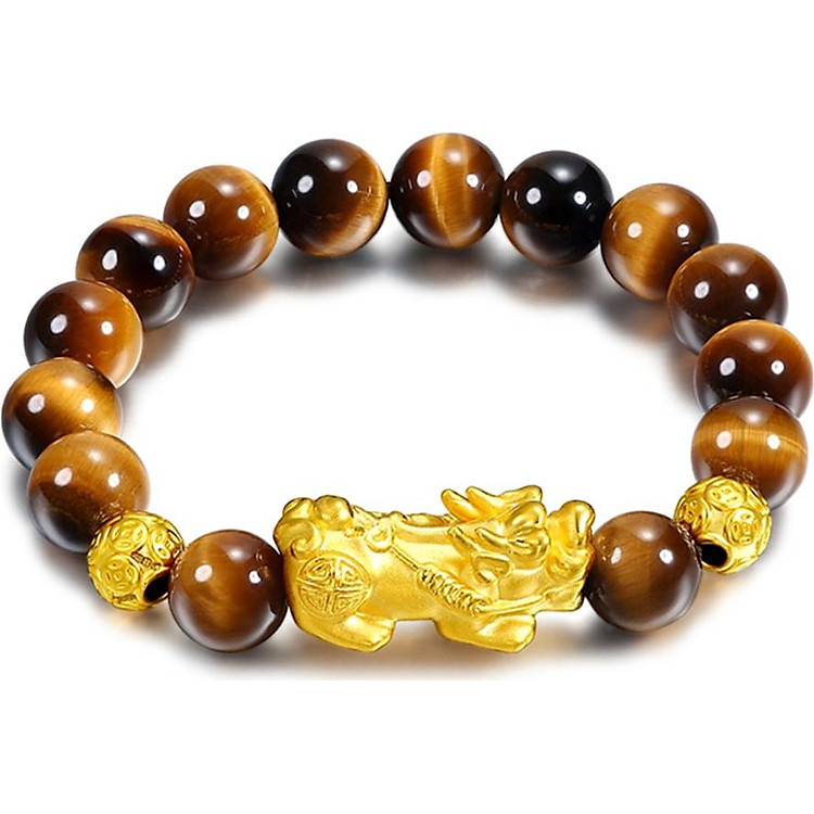 Vòng Tay Tỳ Hưu Đá Opal Mắt Hổ Vàng Tự Nhiên 12mm