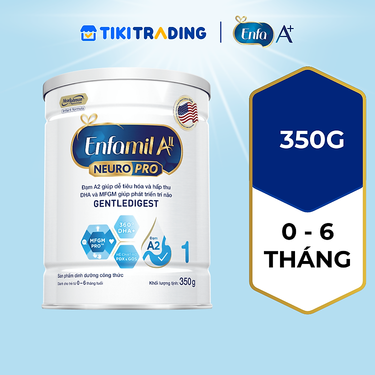 Sữa bột Enfamil A2 Neuropro 1 350g giúp dễ tiêu hóa, hấp thu cho trẻ từ 0 - 6 tháng tuổi