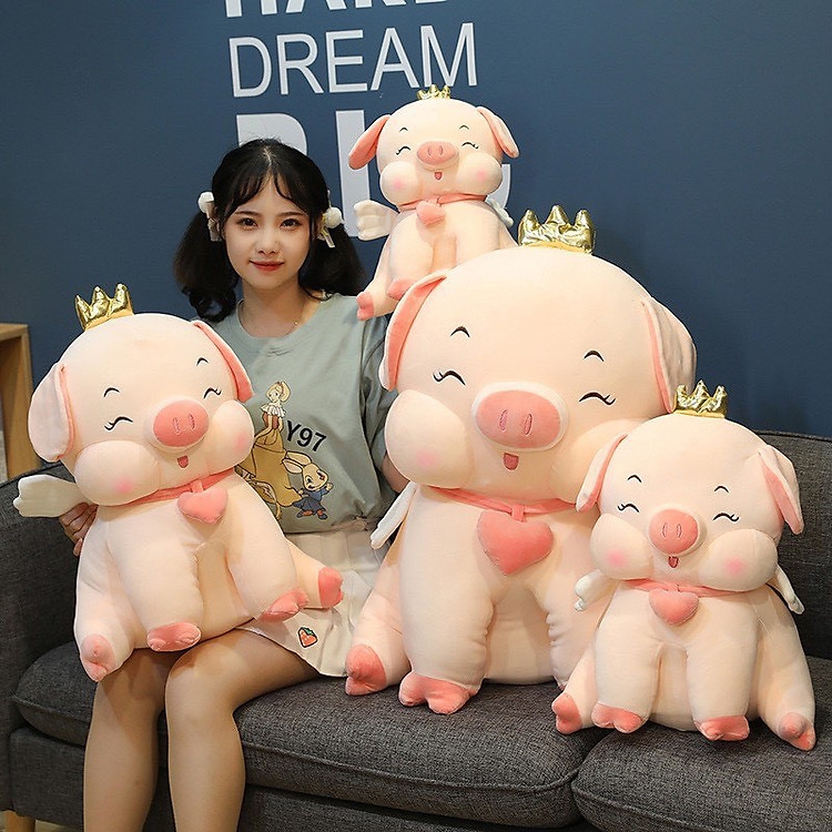 Gấu bông gối ôm Heo Vương Miện 30cm Chính hãng Ưu đãi - Hình ảnh 3