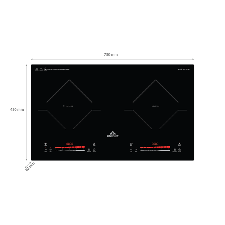 Bếp đôi điện từ kết hợp hồng ngoại Hòa Phát HPC H21A2 - Tổng công suất 3600W - Bảo hành 24 tháng - Hàng Chính Hãng