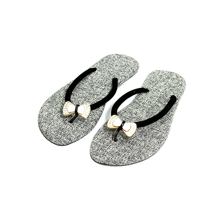 Dép nữ xỏ ngón đính nơ thời trang T029K136 - Xám