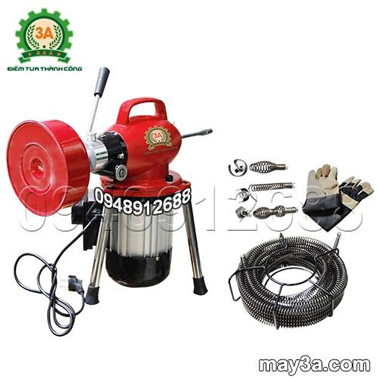 Máy thông cống, thông tắc lò xo 3A500W tối đa 30M. Máy thông tắc bồn cầu, ống nước, chậu rửa bát..
