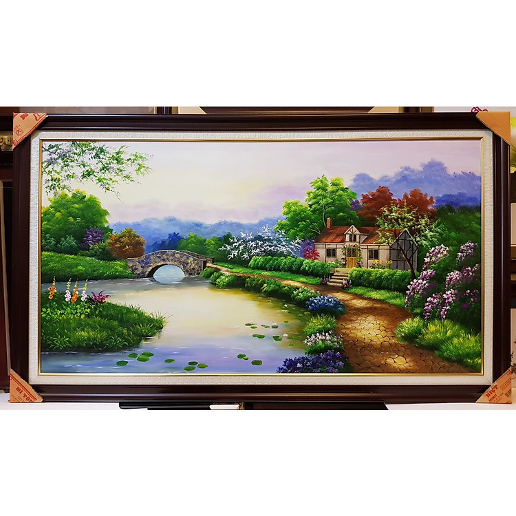 TRANH VẼ SƠN DẦU - PHONG CẢNH CHÂU ÂU - NGÔI NHÀ HẠNH PHÚC