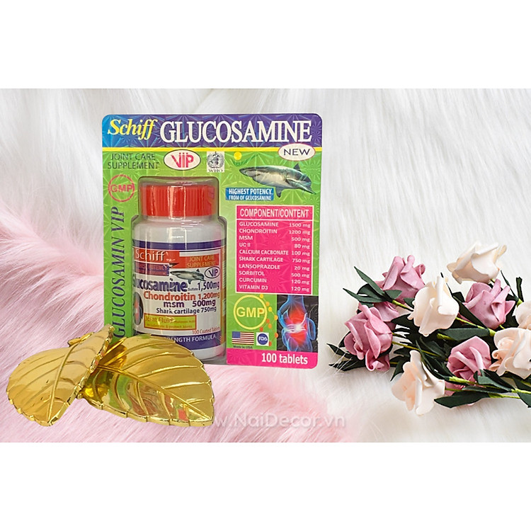 Viên uống Glucosamine 1500mg - hộp 100 viên - Giúp xương chắc khớp khỏe, ngăn ngừa thoái hóa khớp, tái tạo mô sụn