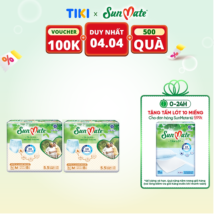 Combo 2 Gói Tã Quần Người Lớn Sunmate Chính hãng Giá rẻ