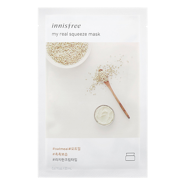 Mặt Nạ Giấy Cấp Nước & Dưỡng Ẩm Da Từ Yến Mạch Innisfree My Real Squeeze Mask - Oatmeal (20ml)