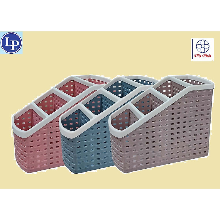 Khay nhựa tiện ích 4 ngăn (5696) để bàn đựng bút, đồ dùng đa năng – Xanh dương