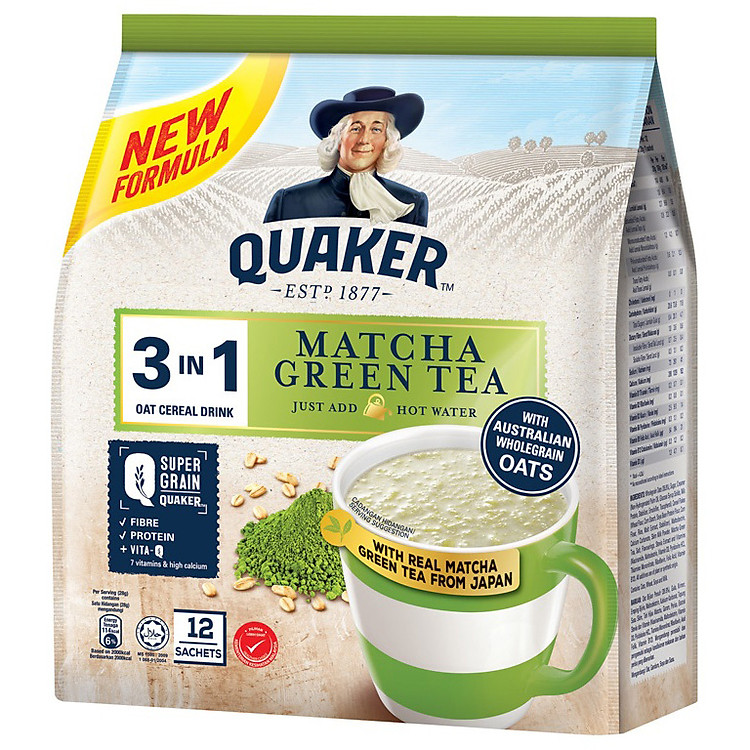 Thức uống yến mạch Quaker 3 in1 - Vị trà xanh Matcha