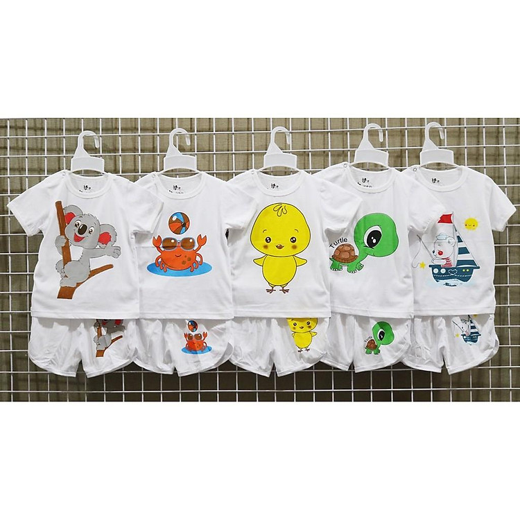 combo 5 bộ đồ đùi ngắn tay cho bé , đồ bé trai, đồ bé gái, đồ em bé cotton 2 chiều Mẫu 2