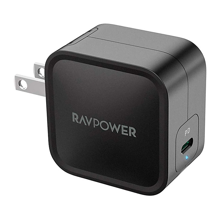 Adapter Sạc 1 Cổng Type-C 61W Công Nghệ GaN Hỗ Trợ Sạc Nhanh PD Power Delivery RAVPower RP-PC112 Với Đầu AC Gập - Hàng Chính Hãng
