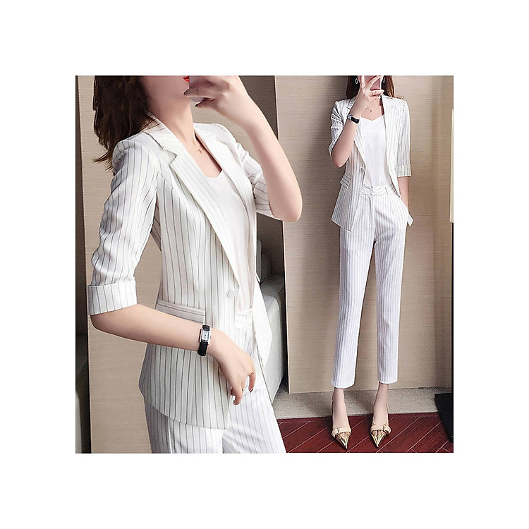 Set vest sọc kèm áo thun - KV2147