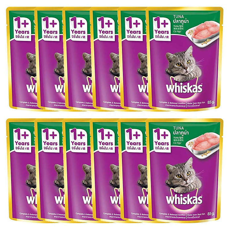 Combo 12 Gói Thức Ăn Cho Mèo Lớn Whiskas Vị Cá Ngừ (85g)