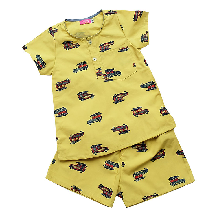 Pyjama Bé Trai In Xe Hơi Cuckeo Kids T61823 - Nền Vàng