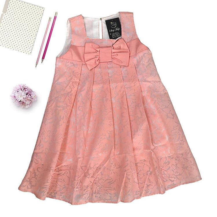 Đầm chữ A xếp ly cho bé gái