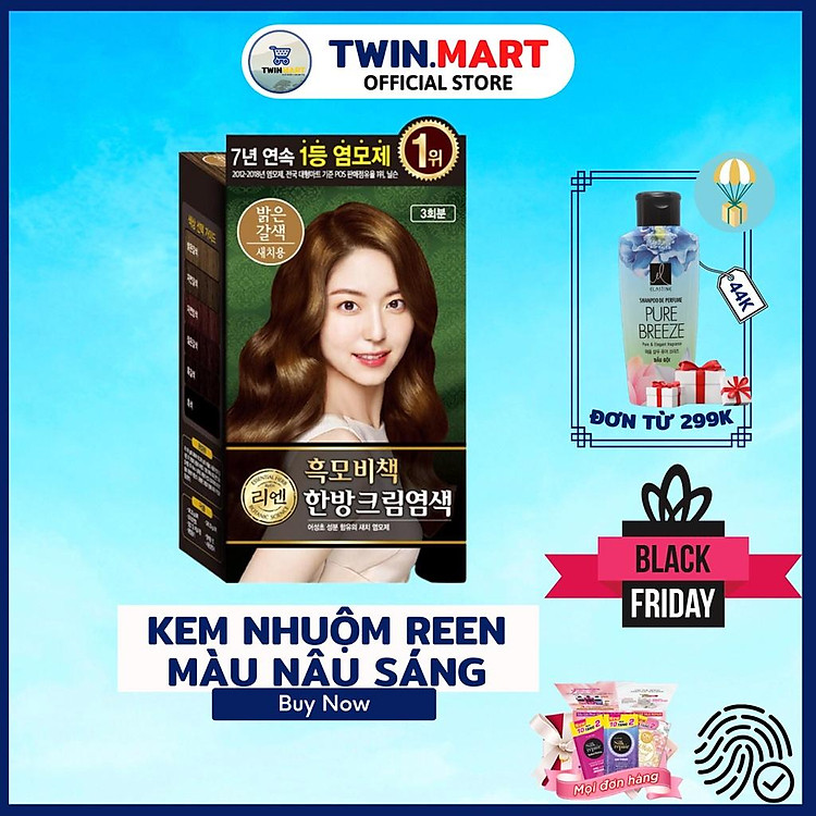 MÀU NÂU SÁNG - Kem nhuộm phủ bạc thảo dược Hàn quốc REEN HEUK - LIGHT BROWN