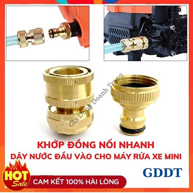 Đầu nối nhanh máy rửa xe, Khớp đồng nối nhanh dây cấp nước vào cho máy rửa mini