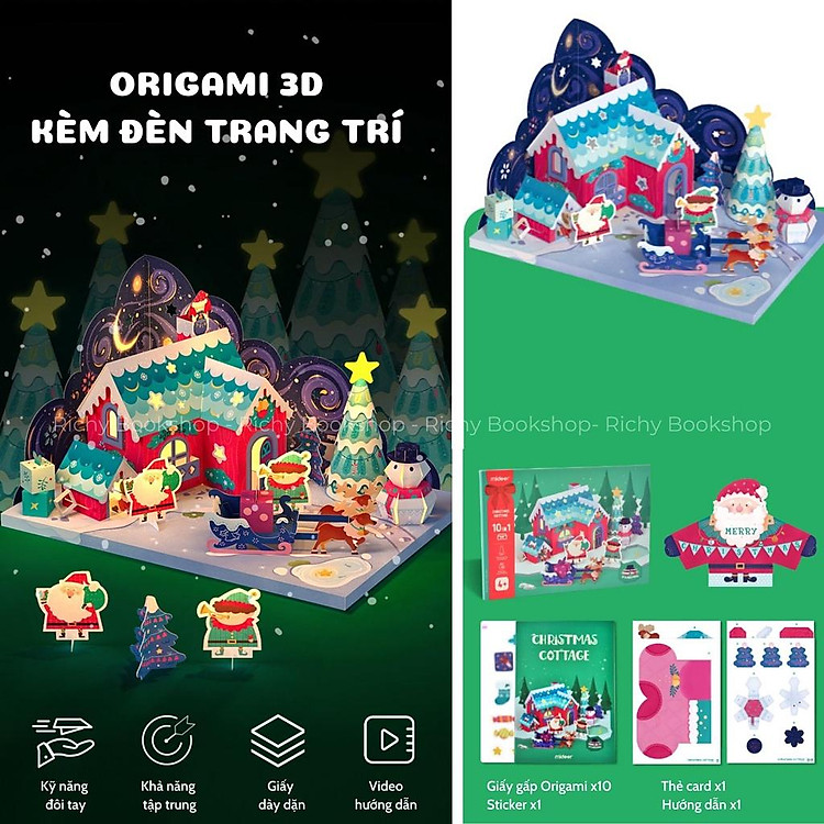 Bộ Thủ Công Origami Ngôi Nhà Giáng Sinh Chính hãng Giá rẻ - Hình ảnh 3