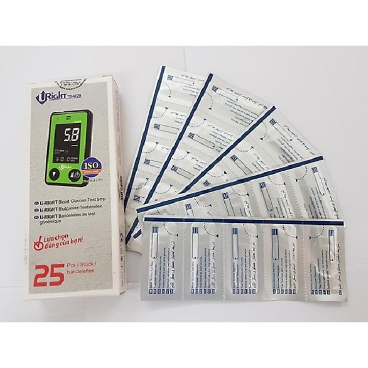 Que thử đường huyết Uright cho máy đo đường huyết TD4278 (Hộp 25 que)