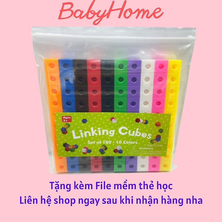 (Tặng Sticker) Đồ chơi toán học NUMBER BLOCKS Linking Cubes xếp hình sáng tạo 100 khối loại Túi (Gửi File Mềm Bài Học)