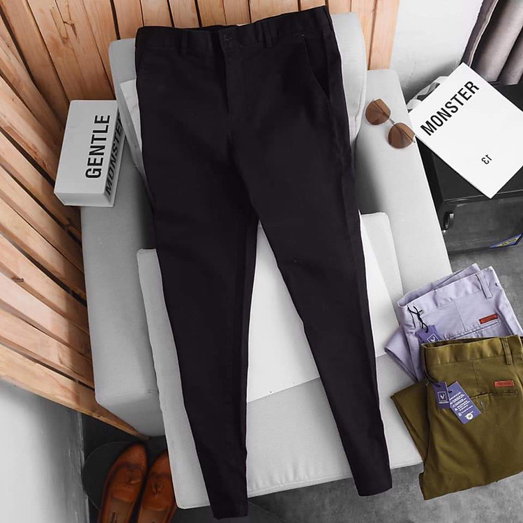 Quần kaki nam co giãn đen dáng dài ống côn cao cấp màu đen, xanh rêu, xanh than, xám, nâu bò chất vải kaki co giãn 4 chiều thoải mái form slimfit ôm dáng thời trang cao cấp Hàn Quốc