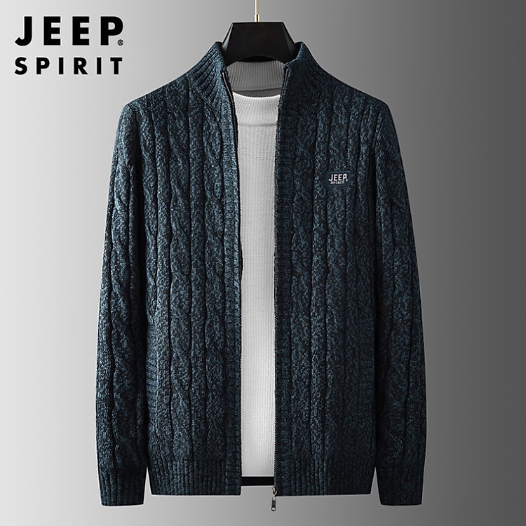 Áo len nam lông cừu kéo khóa cổ đứng mùa đông ấm áp, áo len nam cardigan dày LNA25