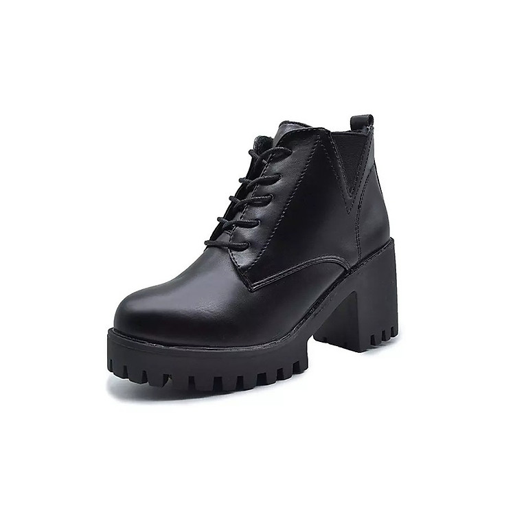 Boots cao cổ đế vuông 7cm da lì cao cấp kiểu dáng Hàn Quốc 6225