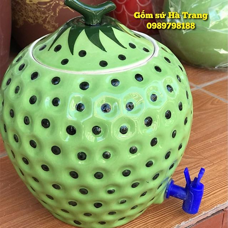 Bình chứa nước quả dâu gốm sứ Bát Tràng cao cấp dung tích 5 lít