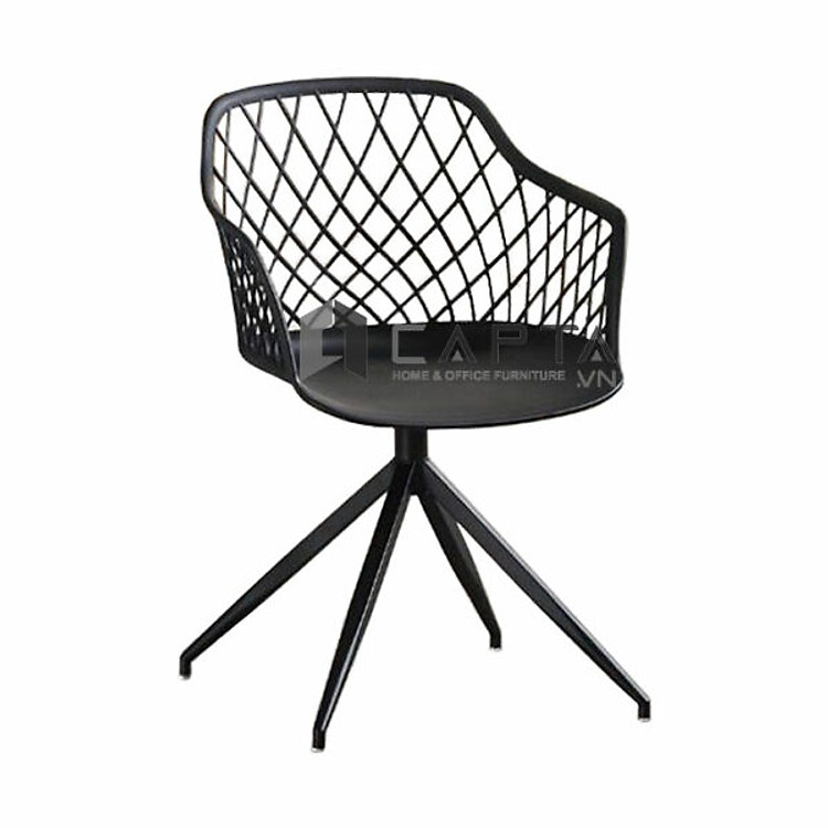 Ghế cafe tiếp khách nhựa màu đen MESH A-S Nội thất Capta Ghế nhựa PP màu đen cao cấp có chân sắt sơn tĩnh điện màu đen chair tại hcm