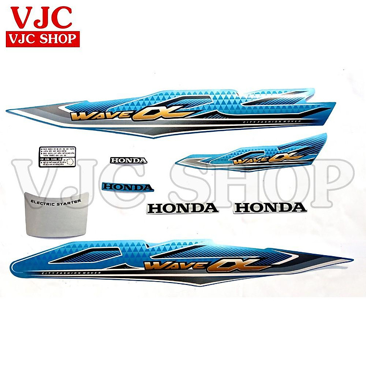 Bộ tem xe dành cho xe Wave Alpha 2017 màu xanh ngọc