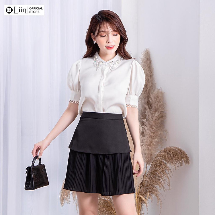 Chân váy ngắn, Juyp 2 Tầng Xếp Ly phong cách cá tính, năng động LINBI J4190