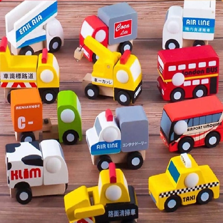 Mô hình đồ chơi 12 xe gỗ Nhật