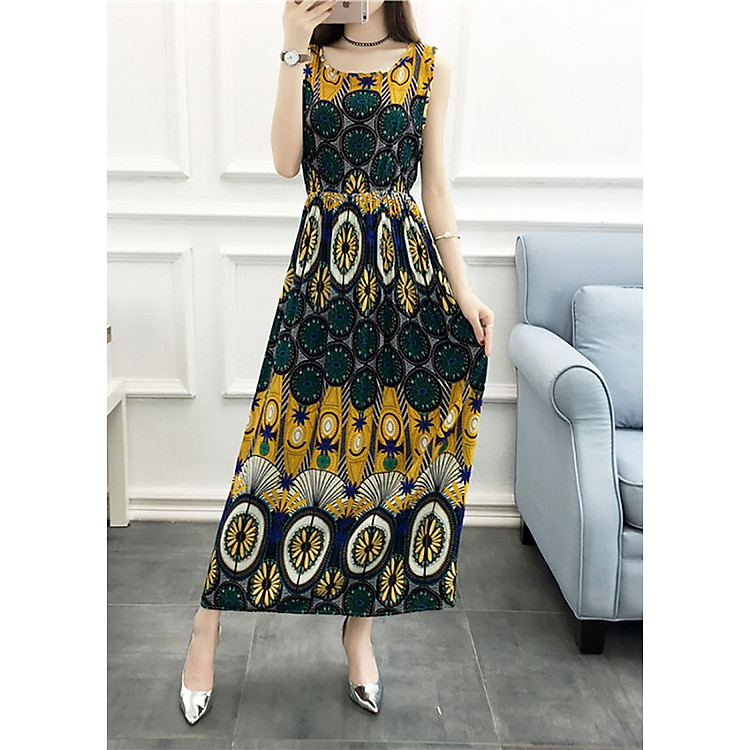 Váy đầm tone cotton maxi dài dạo chơi, đi biển - Mã 45