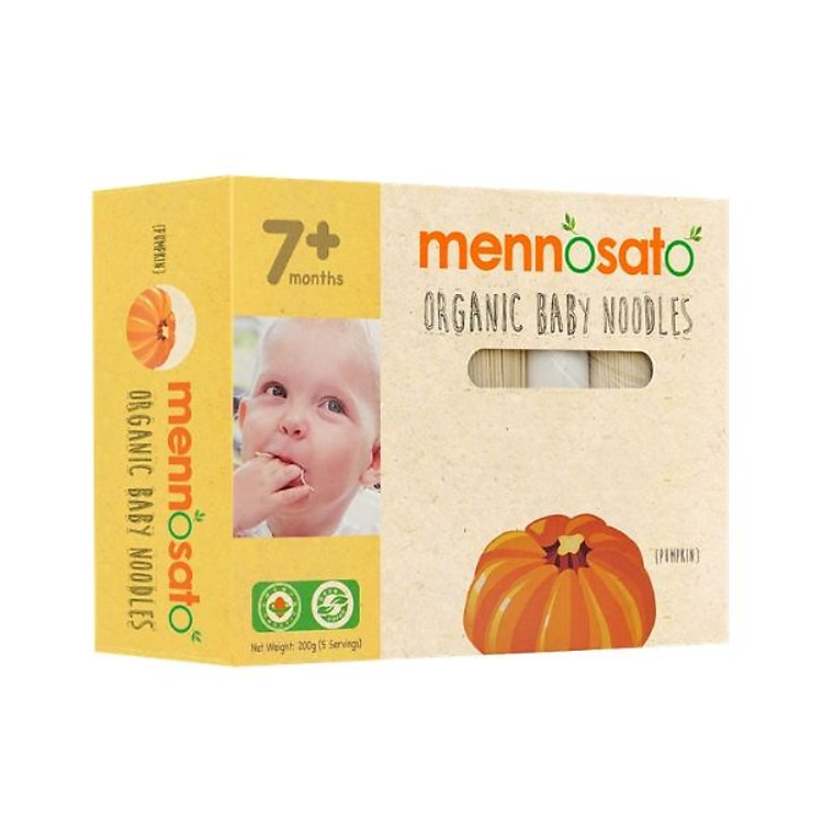 Mì sợi rau củ cho bé vị bí ngô 200gr Men No Sato - organic baby noodle pumpkin 200gr