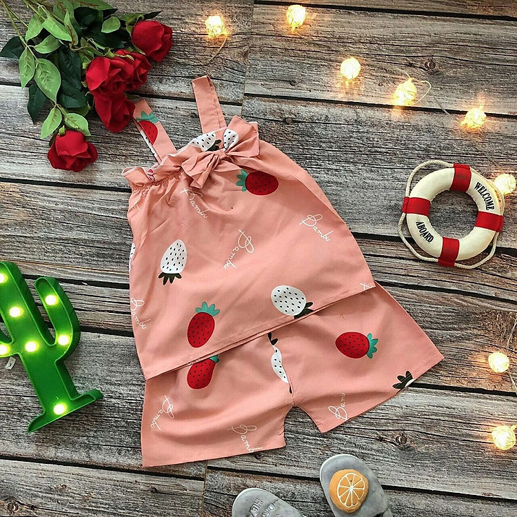 Bộ Kate Thái 2 Dây Đính Nơ Họa Tiết Siêu Cute 8-18kg