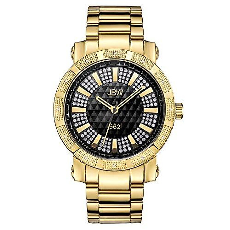 JBW Men's JB-6225 562 Pave Dial 18k Gold-Plated Stainless Steel Diamond Watches