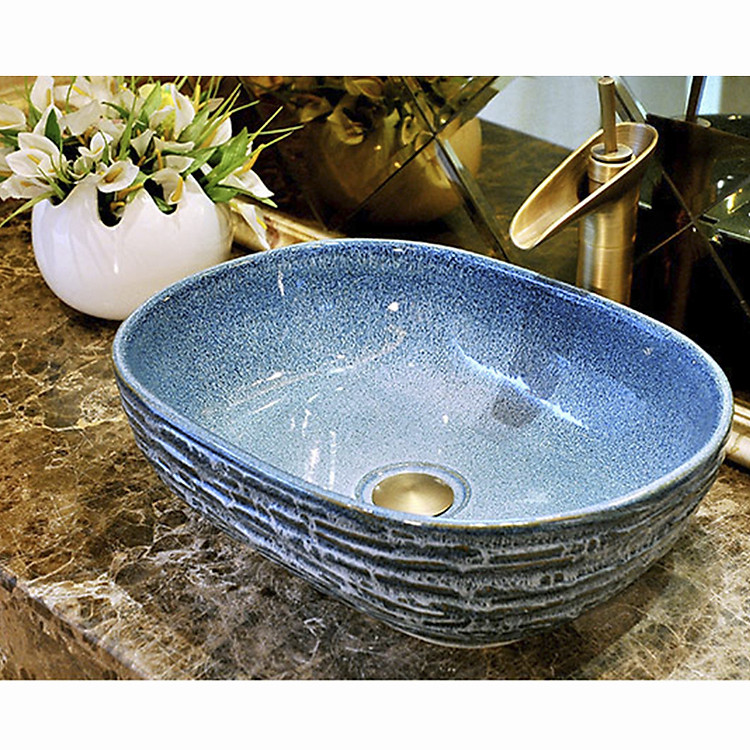 Chậu rửa lavabo gốm sứ nghệ thuật LAV0032 – Thiết kế hình chữ nhật mới lạ