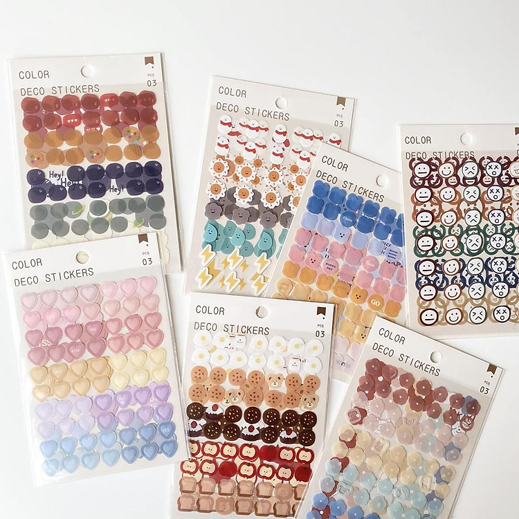 Set 3 tấm color sticker nhỏ xinh xắn kích thước khác nhau