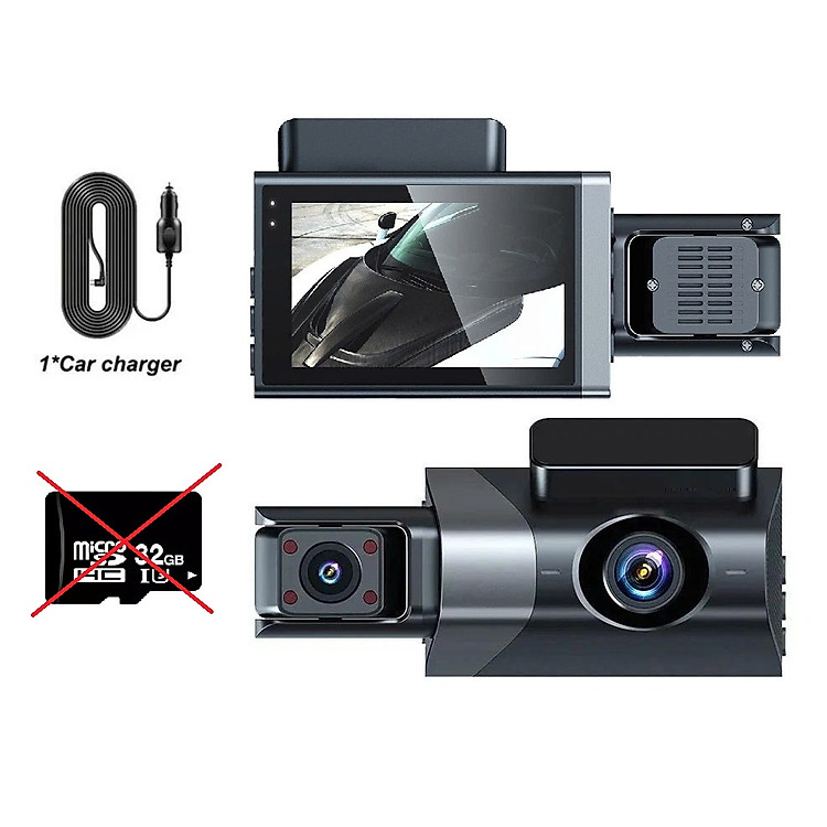 Camera Hành Trình Wifi 2 Mắt Màn Hình IPS 3 Inch 4K UHD 32GB 30fps Kết Nối Điện Thoại, Màn Hình Android/iOS