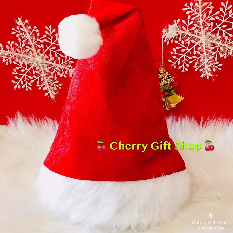 Nón Noel Vải Nhung Cao Cấp - Ảnh Shop Chụp